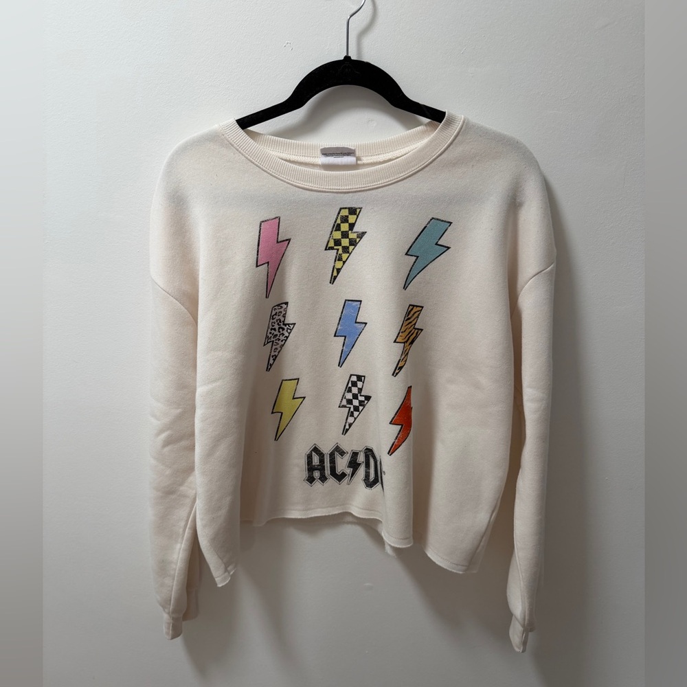 AC/DC Graphic Crew Neck Sweatshirt Cropped